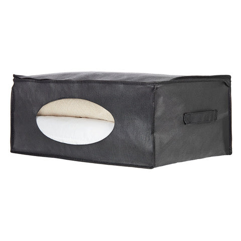 Black Bedding / Closet Storage Bag with Window, Dual Zipper & Handles