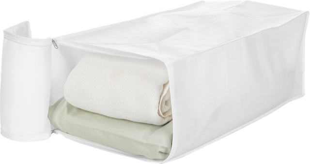 White Blanket / Pillow Storage Bag With Side Zipper